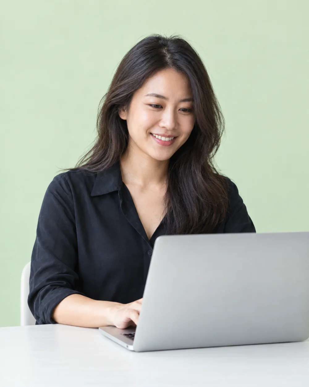 Illustrative portrait of a professional working on a laptop.