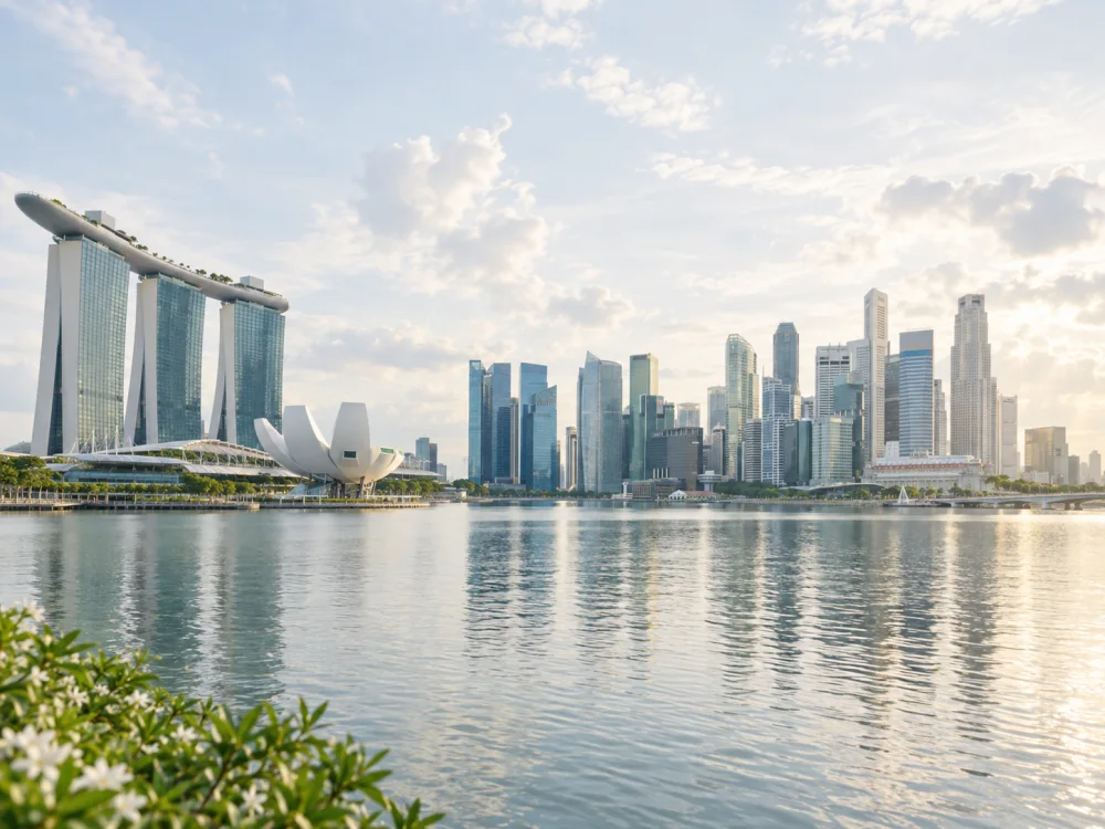 An illustrative view of Singapore’s Marina Bay waterfront and business district.